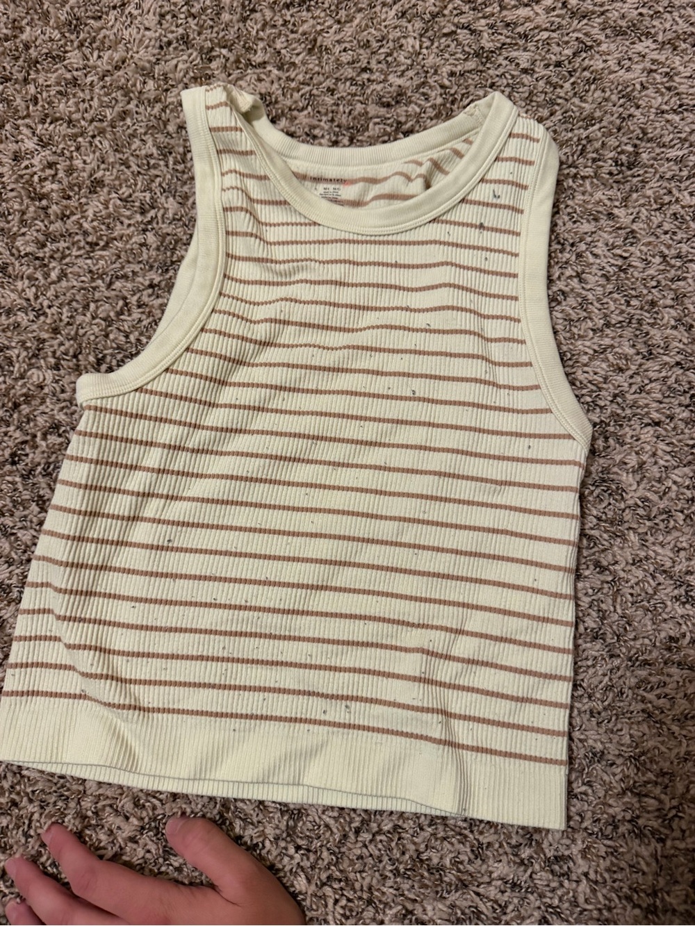 Free people stripped  Ribbed Tank Top - Cream with Brown Stripes